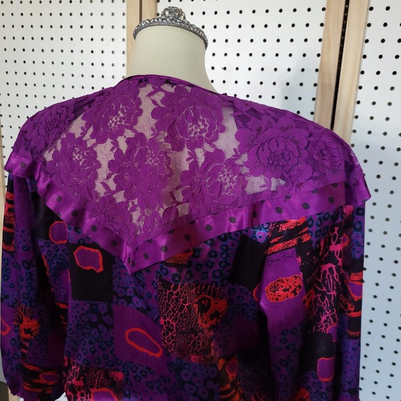 -Vintage Diane Freis Silk 2 Piece Dress Purple Red - Picture 4 of 16